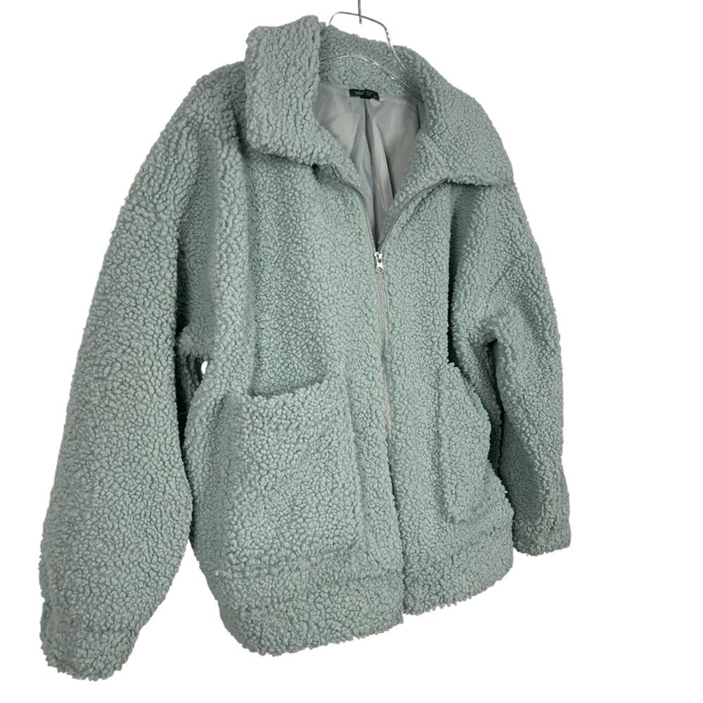 Wild Fable Teddy Coat Jacket Green Oversized Size XS/S - Picture 5 of 9